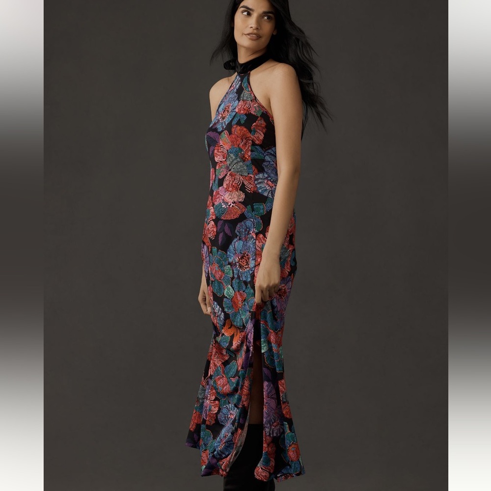 NEW NWT Anthropologie Farm Rio sleeveless halter flower dress L